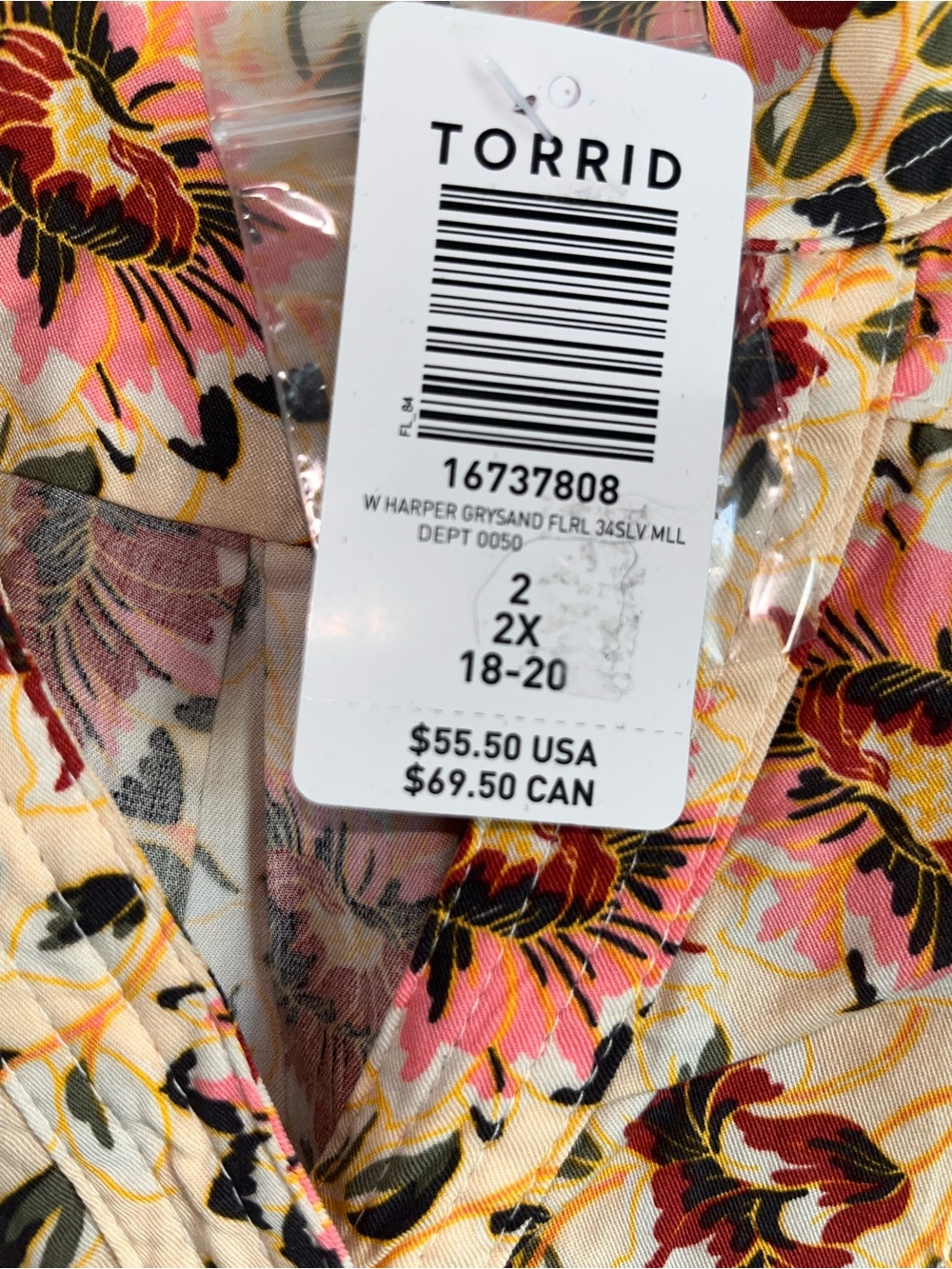 NWT Torrid Harper Floral Button Front Blouse Yellow Pink 2X 18 20 - Picture 7 of 7